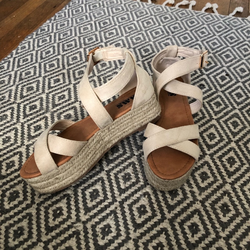 Cream Platform Espadrille Sandals